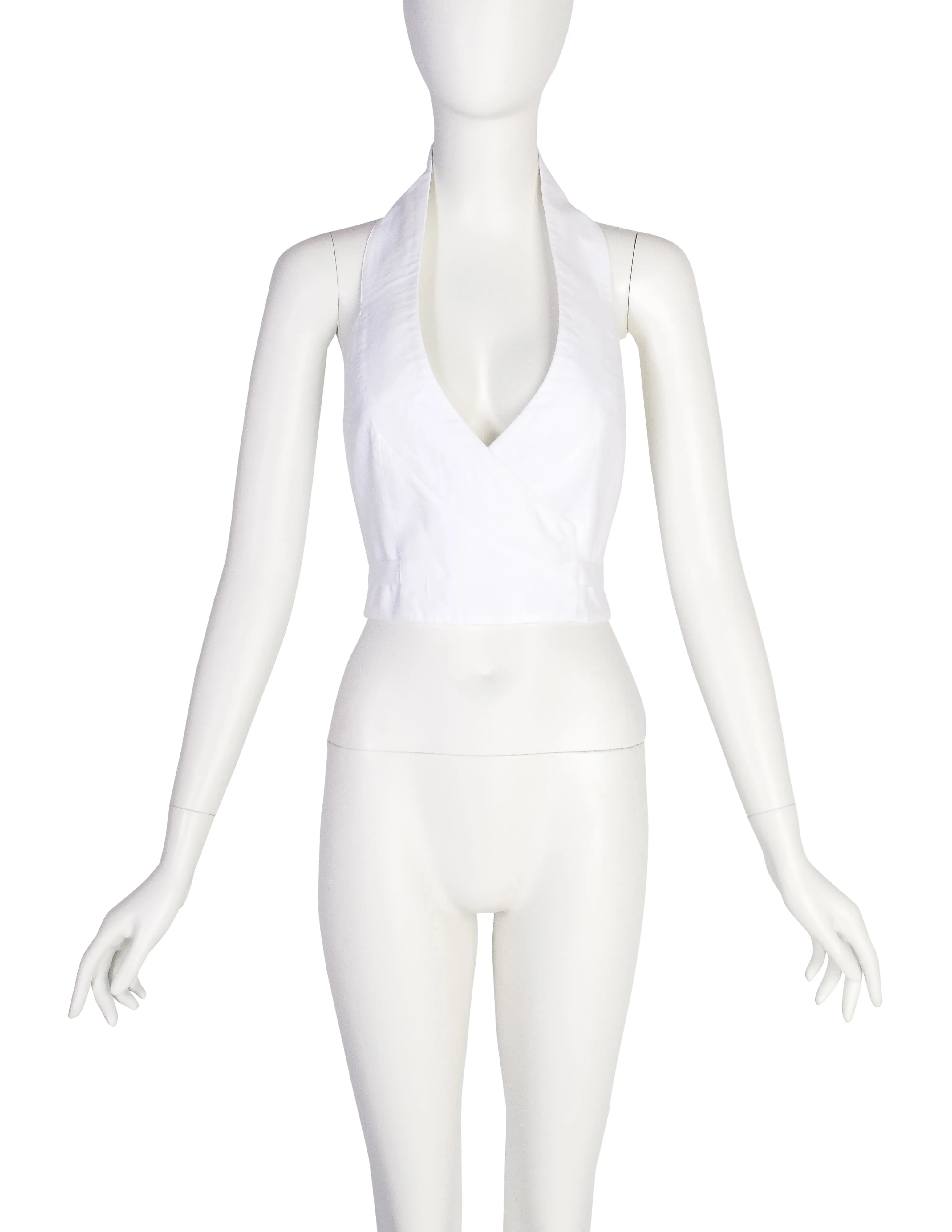 Martine Sitbon Vintage 1990s White Cotton Halter Wrap Top