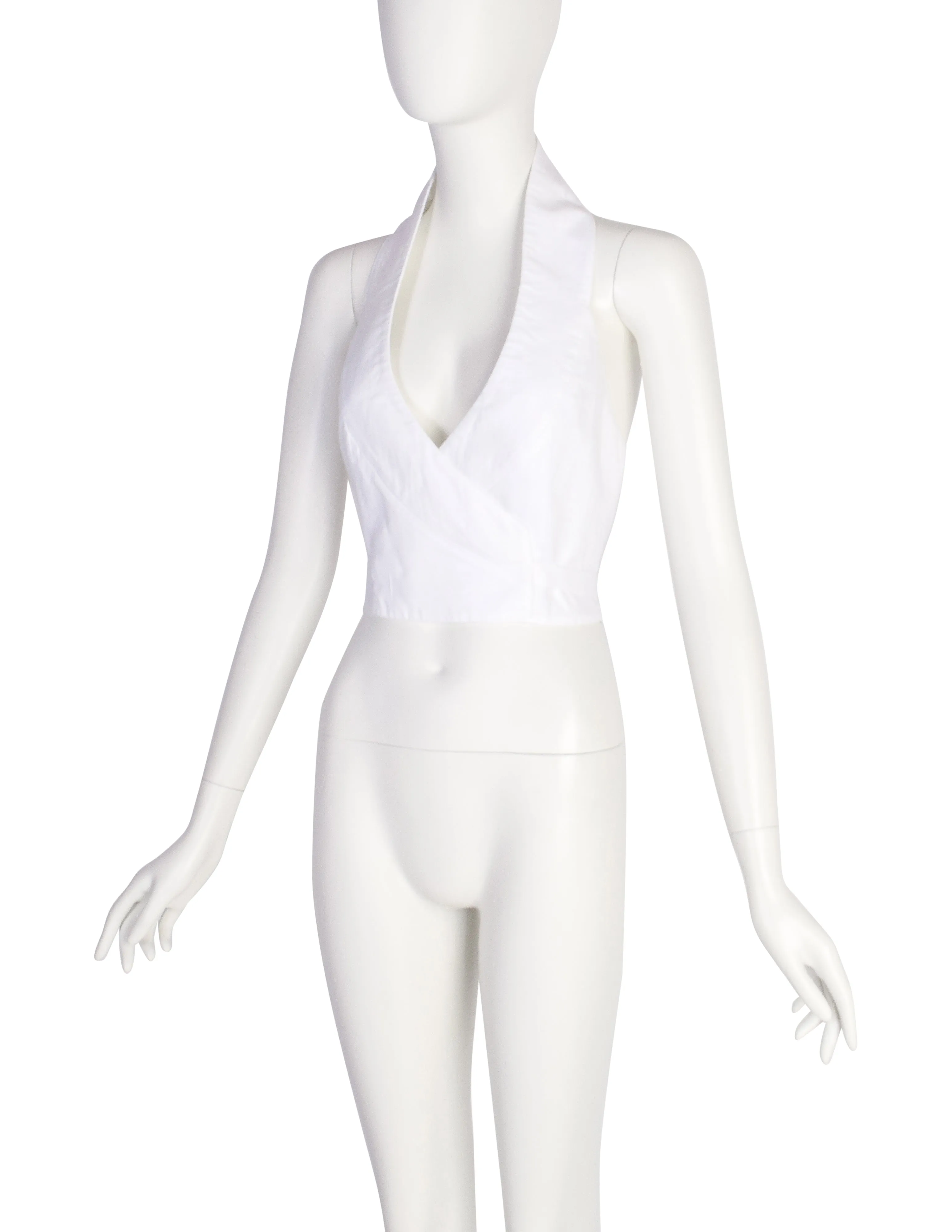 Martine Sitbon Vintage 1990s White Cotton Halter Wrap Top