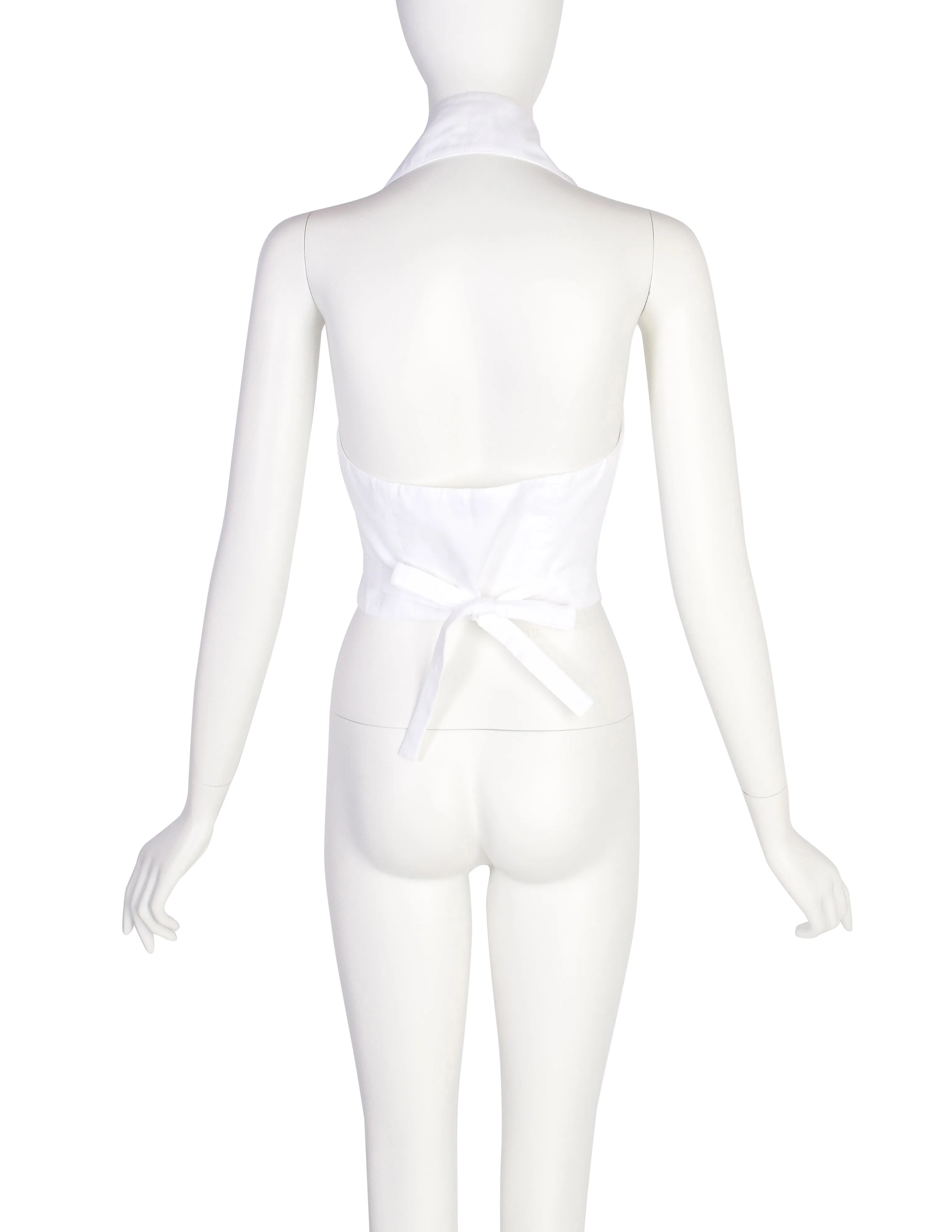 Martine Sitbon Vintage 1990s White Cotton Halter Wrap Top