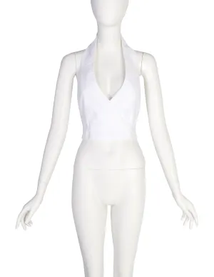 Martine Sitbon Vintage 1990s White Cotton Halter Wrap Top