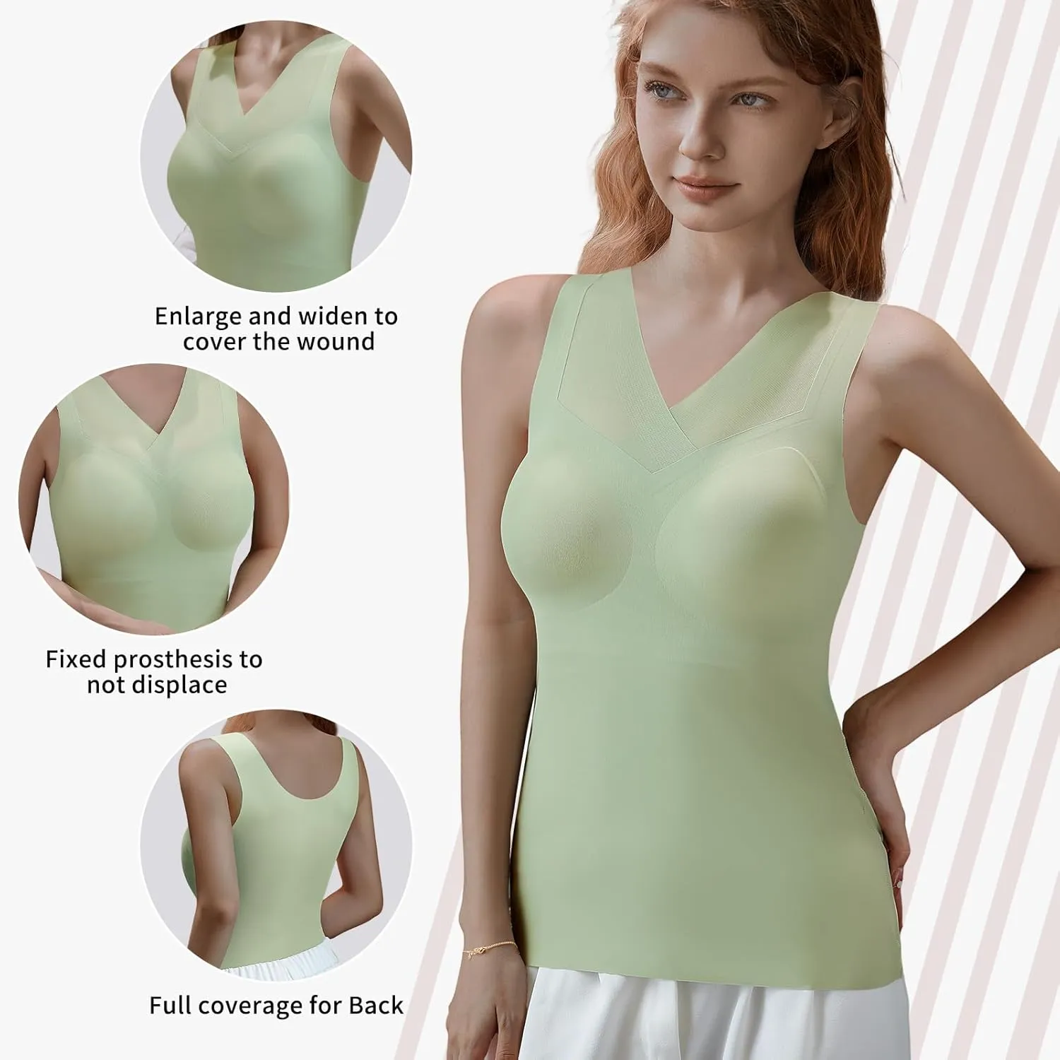 Mastectomy Camisoles with Prosthesis Breast, Comfort Women Post Sugical Tank Top, Prosthetic Breast Camisole