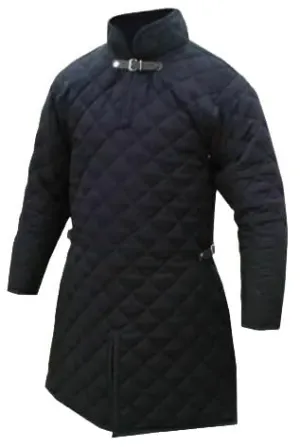 medieval cotton padded gambeson black Cotton padded jacket black Thick padded coat black color Medieval black padded garment Black cotton gambeson (XL, BLACK)