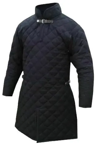 medieval cotton padded gambeson black Cotton padded jacket black Thick padded coat black color Medieval black padded garment Black cotton gambeson (XL, BLACK)