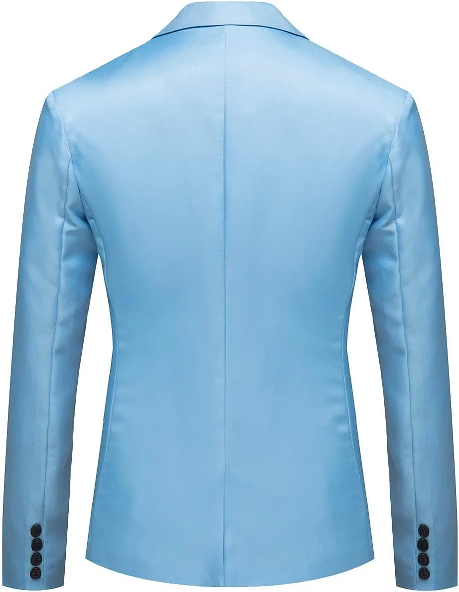 Men Casual Blazer Jackets Slim Fit Suits Jacket One Button Business Sports Coat Solid Long Sleeve Office Work Tops
