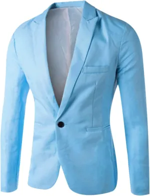 Men Casual Blazer Jackets Slim Fit Suits Jacket One Button Business Sports Coat Solid Long Sleeve Office Work Tops