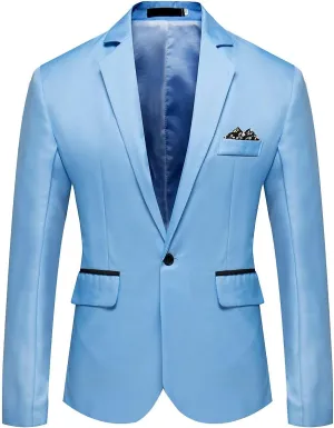 Men Casual Blazer Jackets Slim Fit Suits Jacket One Button Business Sports Coat Solid Long Sleeve Office Work Tops