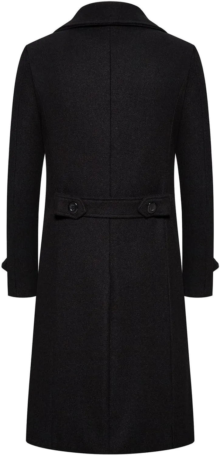 Men Coats Winter Long Winter Overcoat for Men Notched Collar Breasted Slim Fit Casual Trench Coat Everyday Style