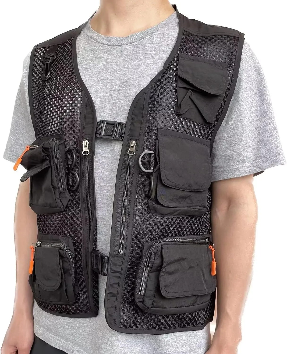 Men Mesh Breathable Multi-Pocket Vest Outdoor Travelers Fly Fishing Photography