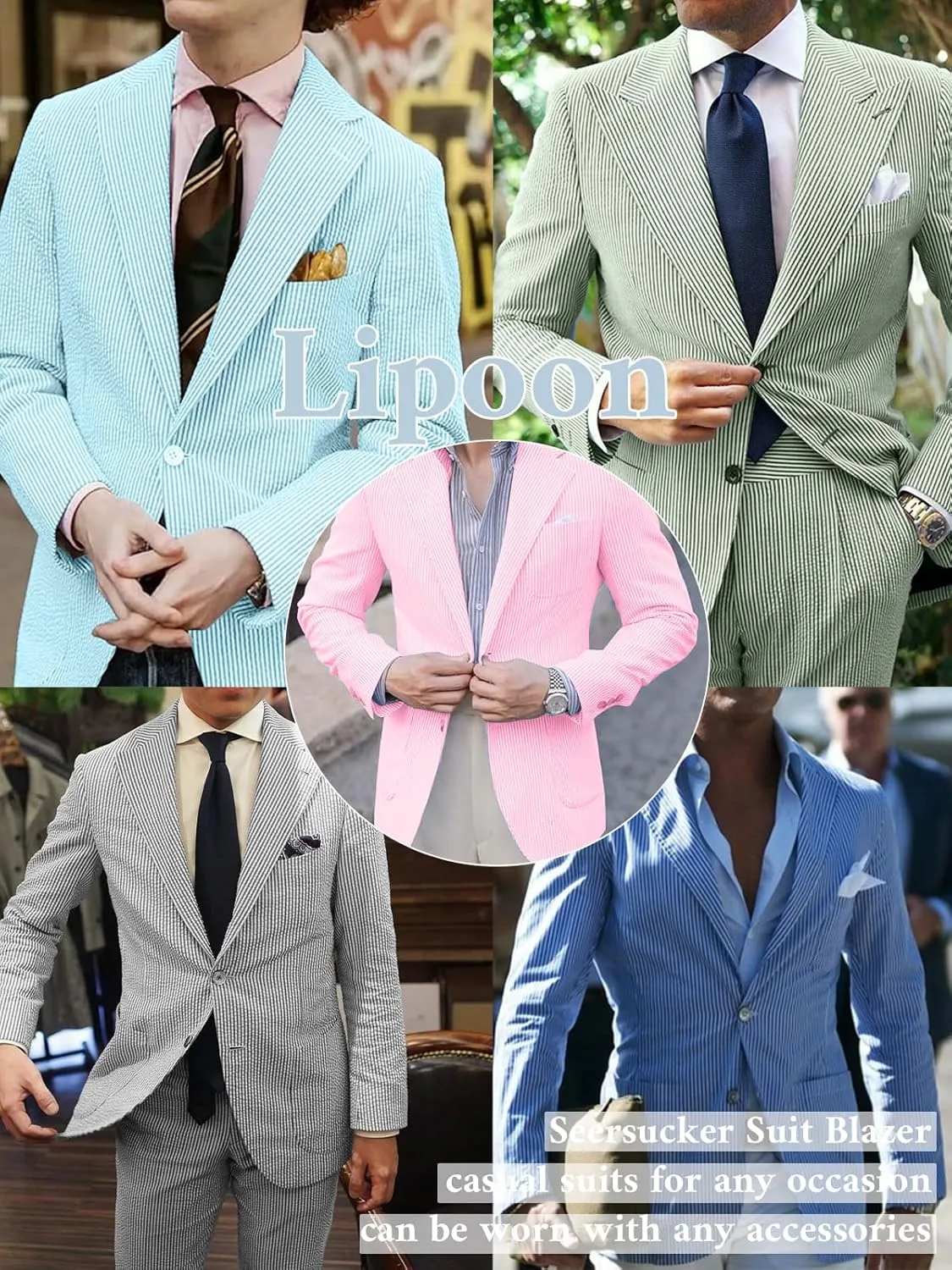 Men Seersucker Suit Jacket Summer Beach Wedding Striped Blazer Slim Fit Sport Coats Suits Jackets Wedding Prom Tuxedo