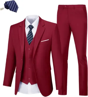 Men Suits 3 Pieces Set Slim Fit Prom Suit Tuxedo Business Formal Suit Wedding Suit Jacket Vest and Pant Suits