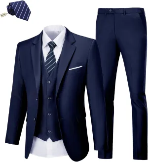 Men Suits 3 Pieces Set Slim Fit Prom Suit Tuxedo Business Formal Suit Wedding Suit Jacket Vest and Pant Suits