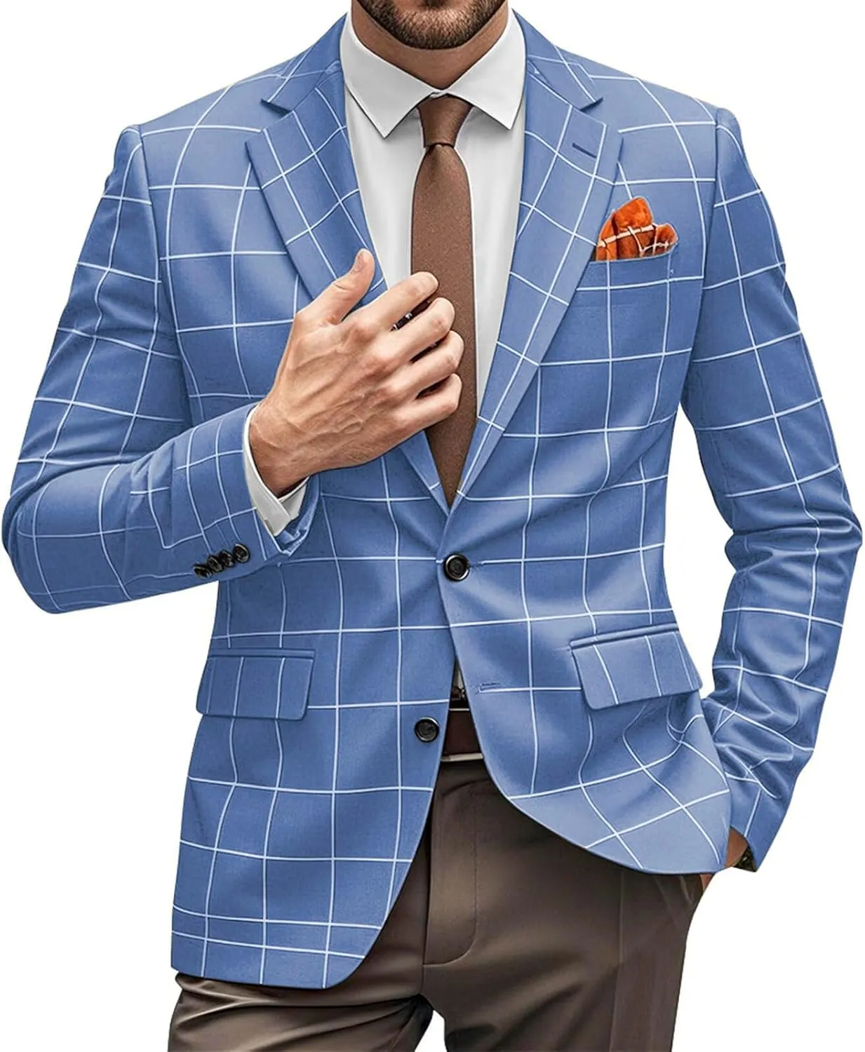 Mens Blazer Western Sport Coats for Men Lightweight Notch Lapel Two Button Business Jacket Casual Sports Coat