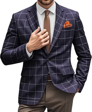 Mens Blazer Western Sport Coats for Men Lightweight Notch Lapel Two Button Business Jacket Casual Sports Coat