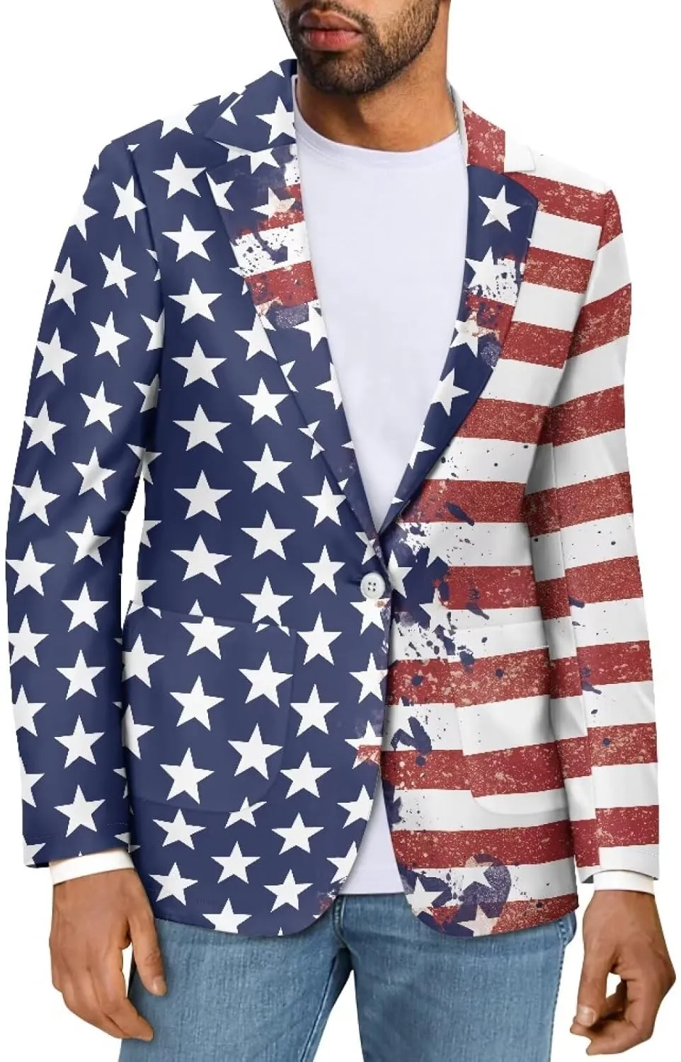 Men's Casual Blazer Long Sleeve Suit Jackets Sports Coats One Button Business Jacket with 2 Pocket Size XS-5XL