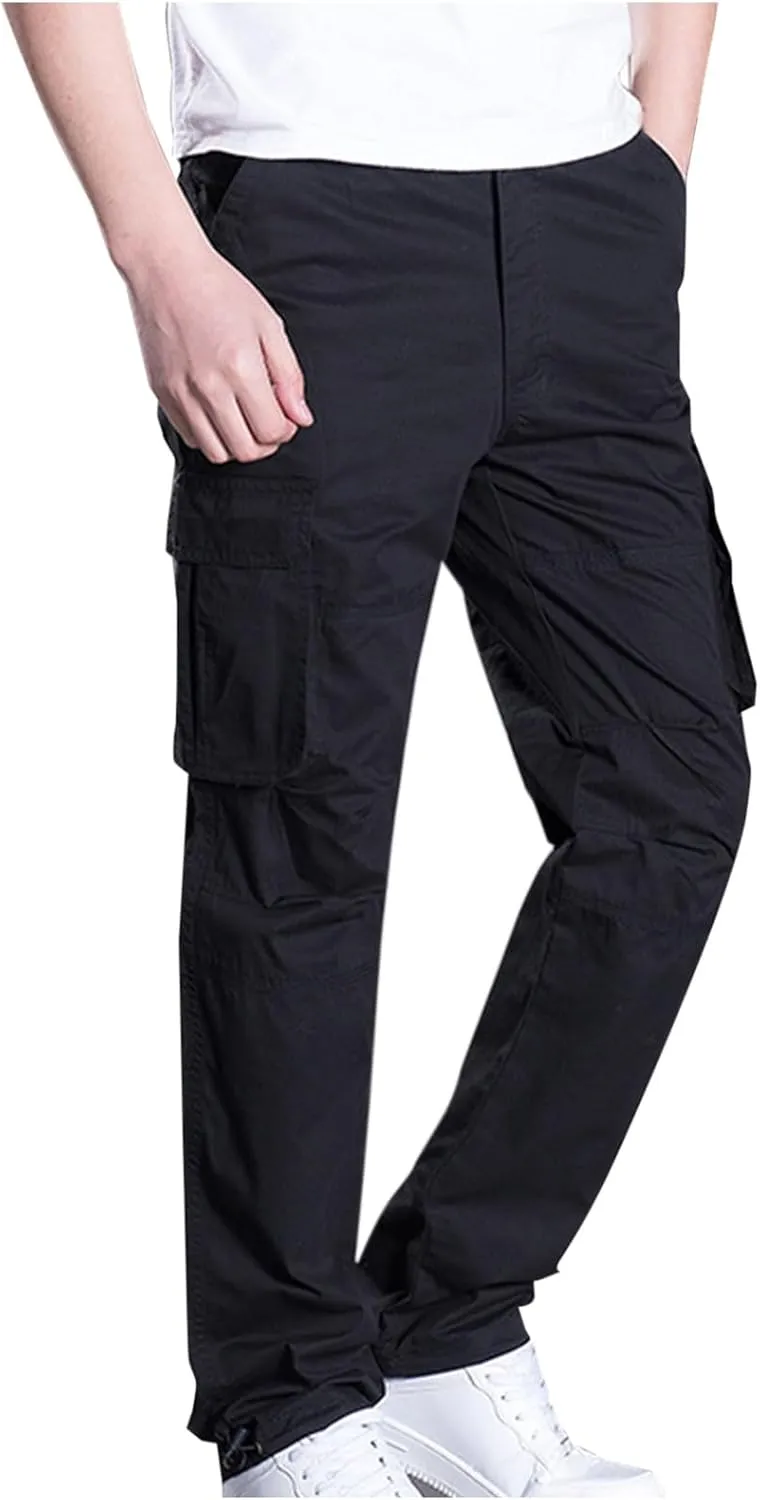 Mens Casual Pants Slim Fit Elastic Waist Straight Leg Pants for Men Fashion Trendy 2025 Spring Vacation Basic Pants