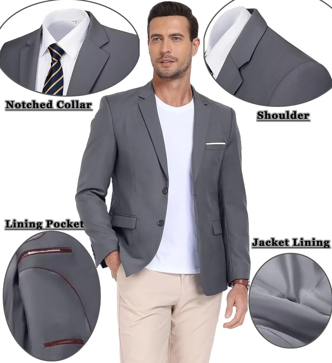 Men's Casual Suit Blazer Tux Separates Jacket Slim Fit 2 Button Lightweight Men Suits Sport Coats for Wedding Prom Party