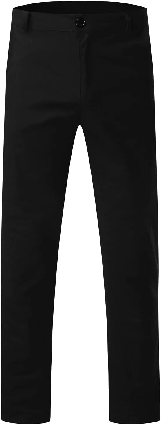 Mens Chinos Slim Fit Stretch Flat-Front Skinny Dress Pants Comfort Casual Solid Trousers