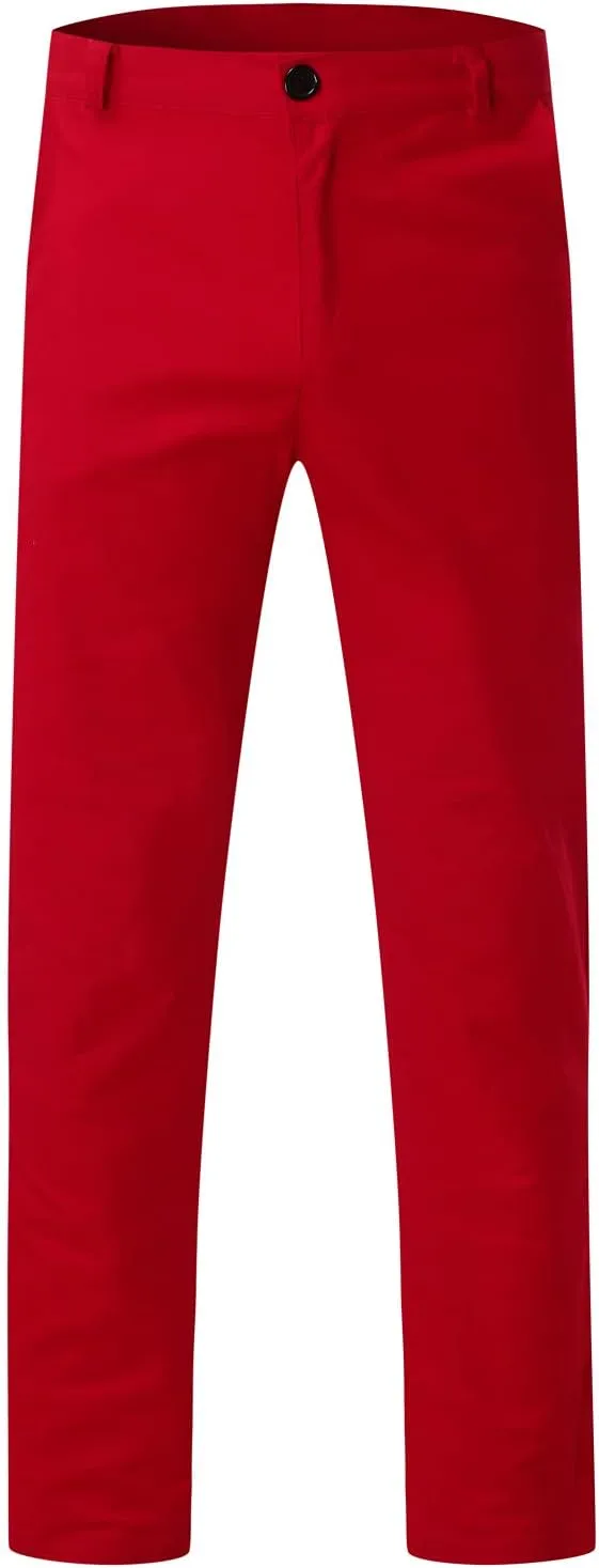 Mens Chinos Slim Fit Stretch Flat-Front Skinny Dress Pants Comfort Casual Solid Trousers