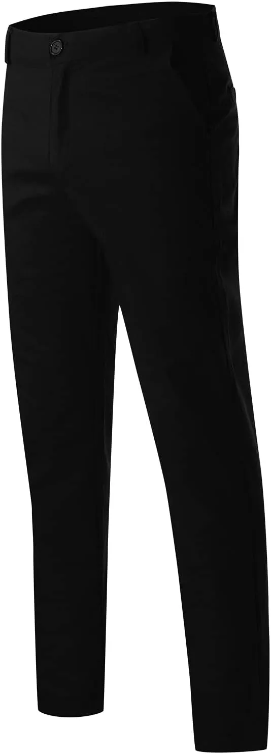 Mens Chinos Slim Fit Stretch Flat-Front Skinny Dress Pants Comfort Casual Solid Trousers