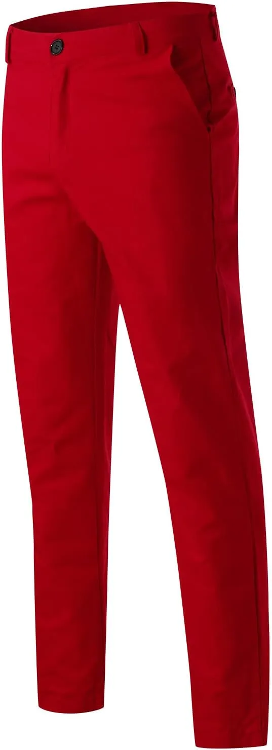 Mens Chinos Slim Fit Stretch Flat-Front Skinny Dress Pants Comfort Casual Solid Trousers