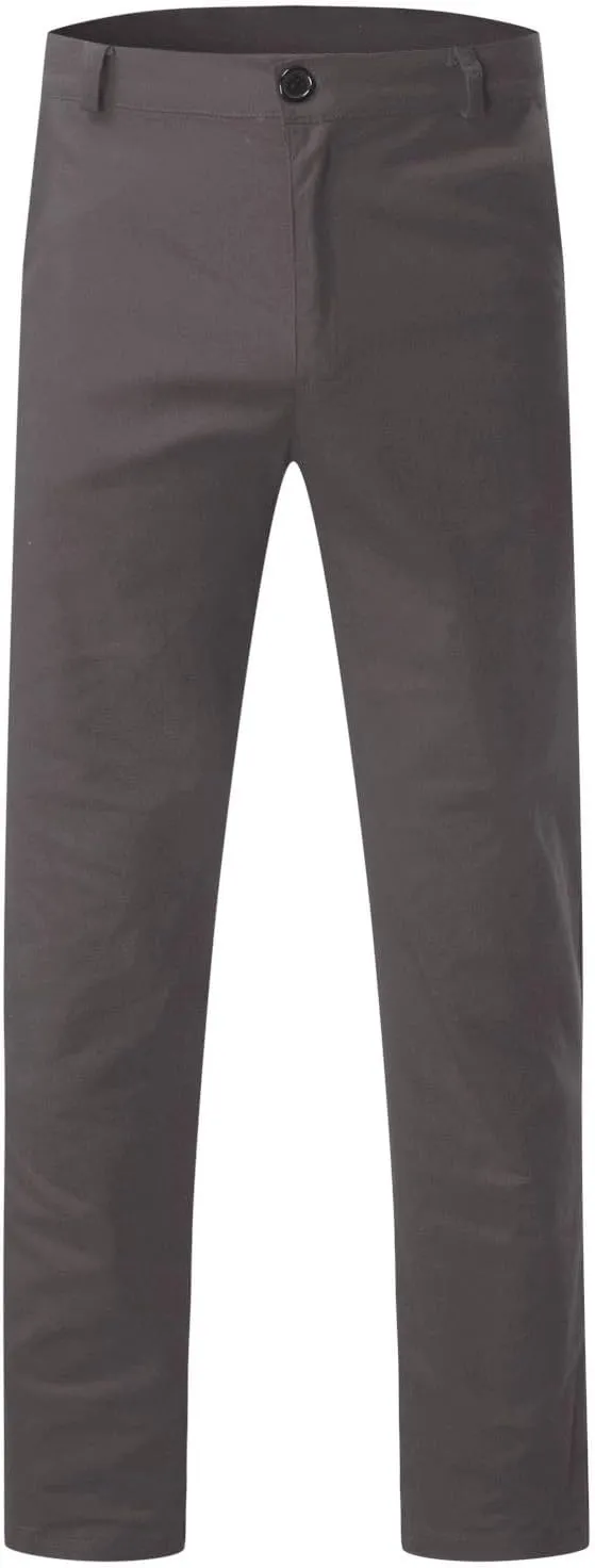 Mens Chinos Slim Fit Stretch Flat-Front Skinny Dress Pants Comfort Casual Solid Trousers