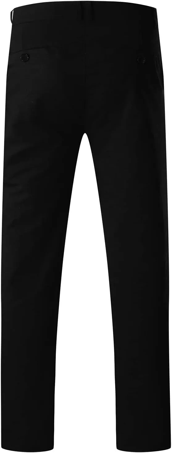 Mens Chinos Slim Fit Stretch Flat-Front Skinny Dress Pants Comfort Casual Solid Trousers