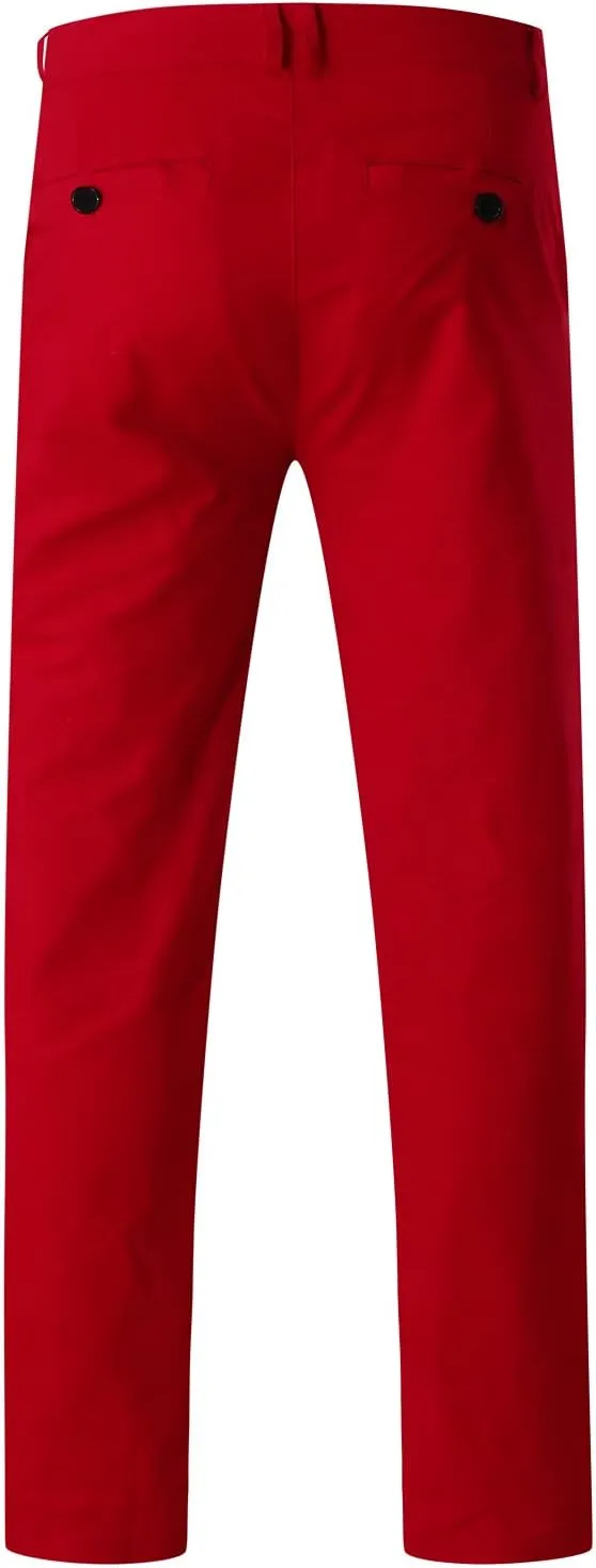 Mens Chinos Slim Fit Stretch Flat-Front Skinny Dress Pants Comfort Casual Solid Trousers