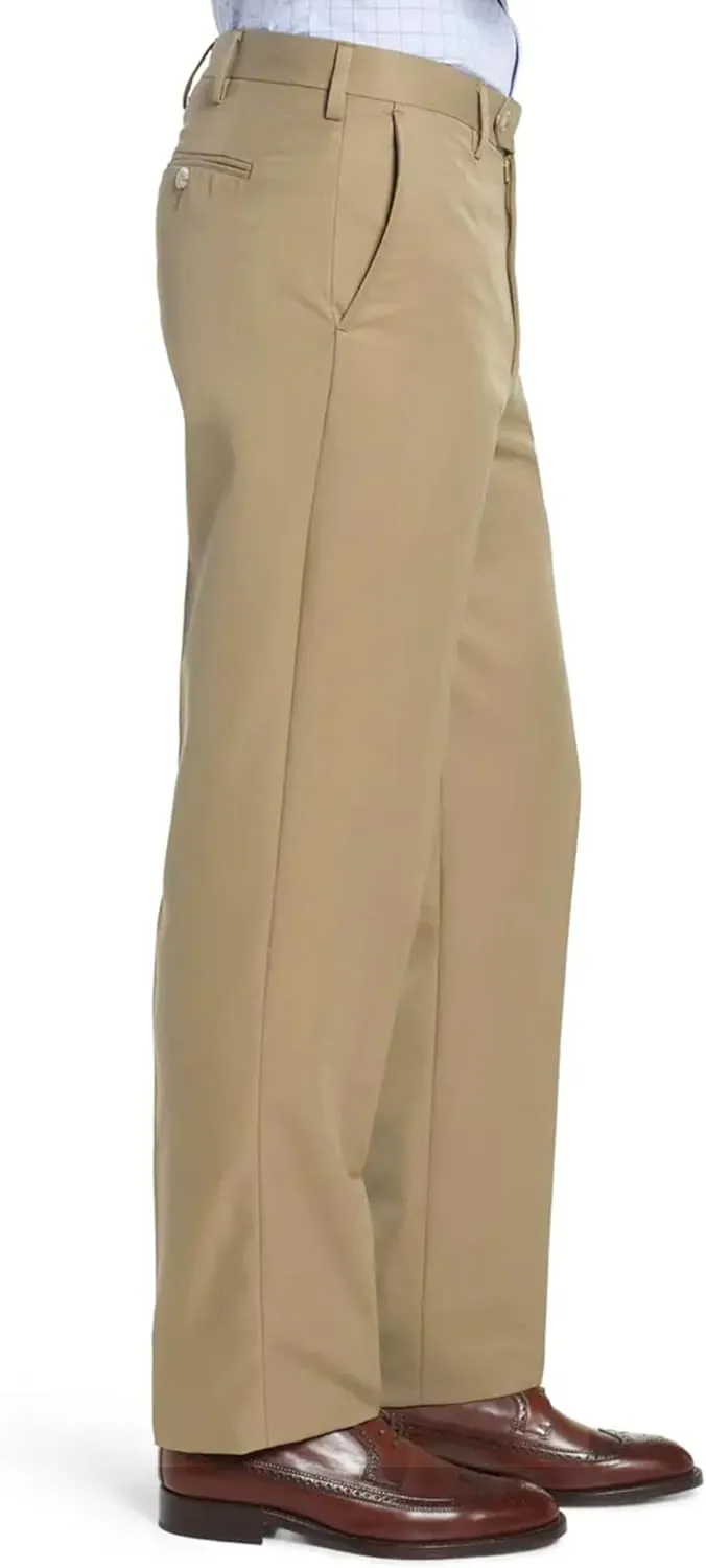 Men's Cozy Hidden Expandable Waist Dress Pants | Premium Stretch Texture Weave Work to Weekend Pants