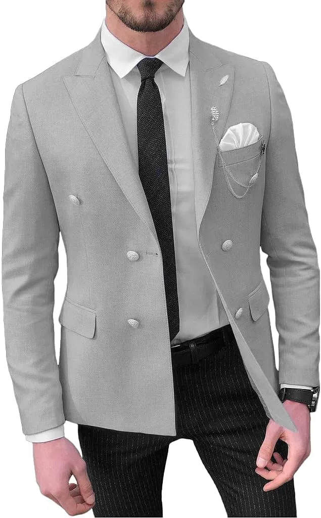 Mens Double Breasted Blazer Jacket for Men Slim Fit Casual Sports Coats for Men Regular Fit Business Wedding Dinner