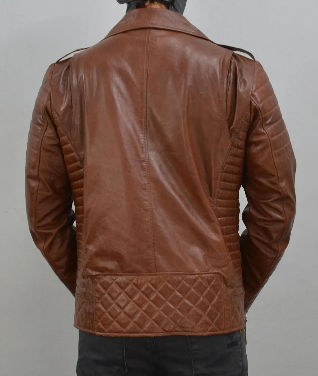 Mens Leather Jacket - Biker Leather Jacket For Men - Lightweight Slim Mens Leather Motorcycle Jackets Black Real Lambskin