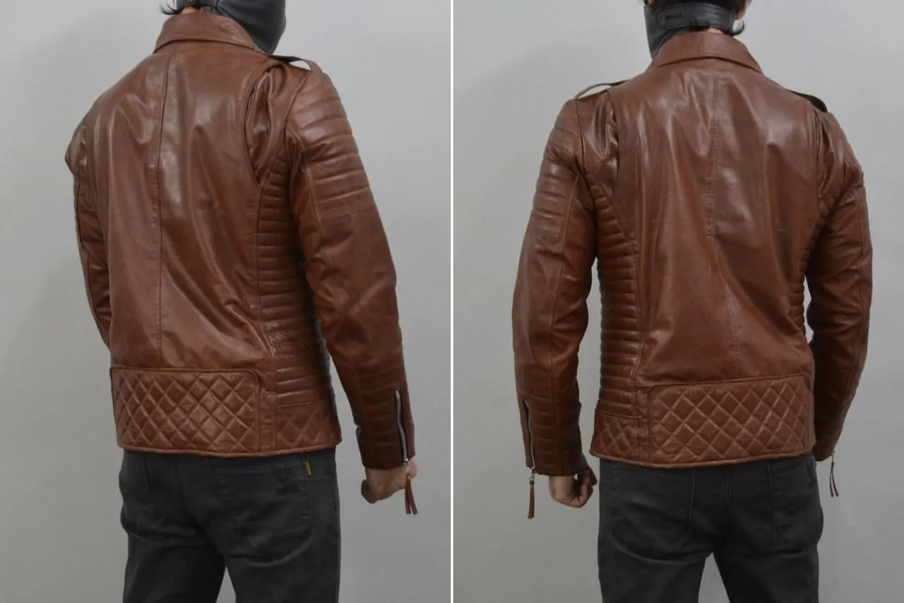 Mens Leather Jacket - Biker Leather Jacket For Men - Lightweight Slim Mens Leather Motorcycle Jackets Black Real Lambskin