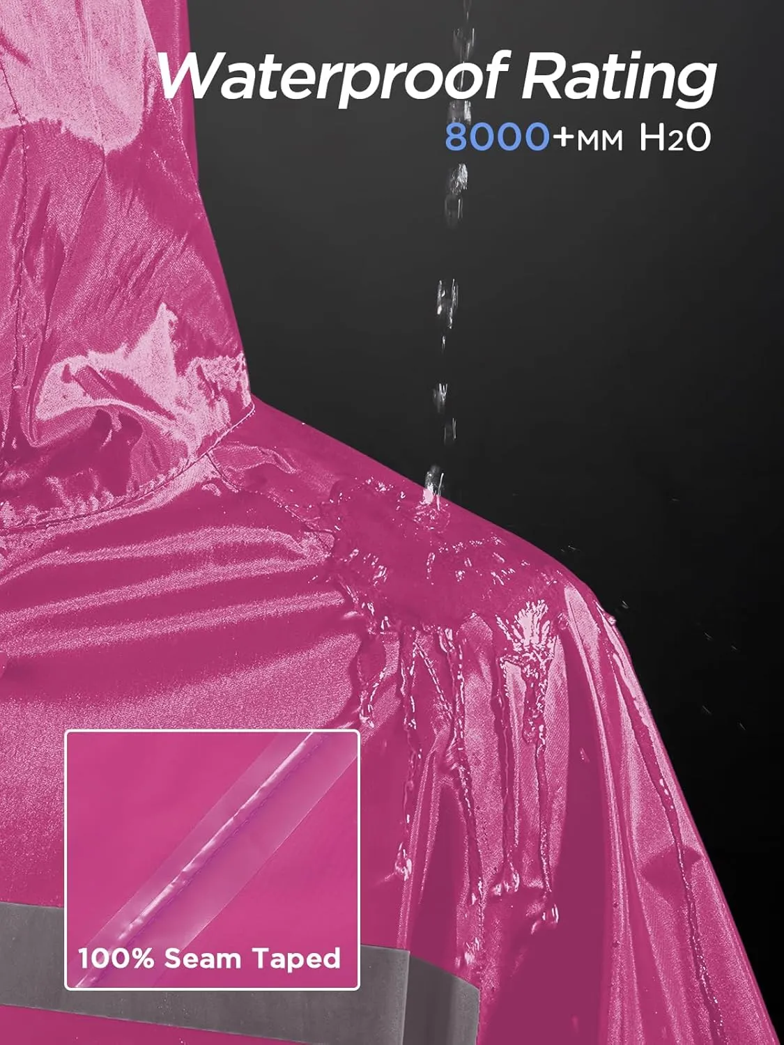 Mens Long Safety Rain Coats with Air Vents Reflective Stripes Waterproof Packable Rain Jacket with Hood Lightweight