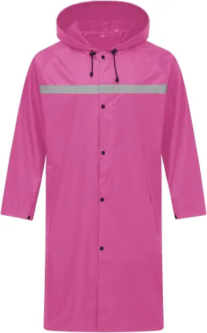 Mens Long Safety Rain Coats with Air Vents Reflective Stripes Waterproof Packable Rain Jacket with Hood Lightweight
