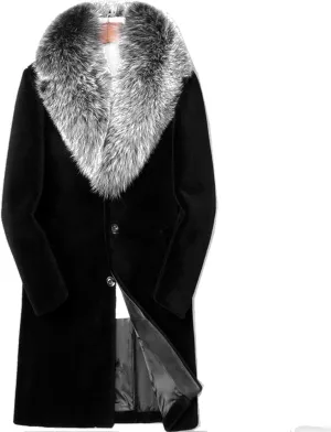 Men's Long Sleeve Fluffy Faux Fur Coat,Mens Winter Warm Faux Fur Overcoat,Long Thicken Soft Jacket Outerwear