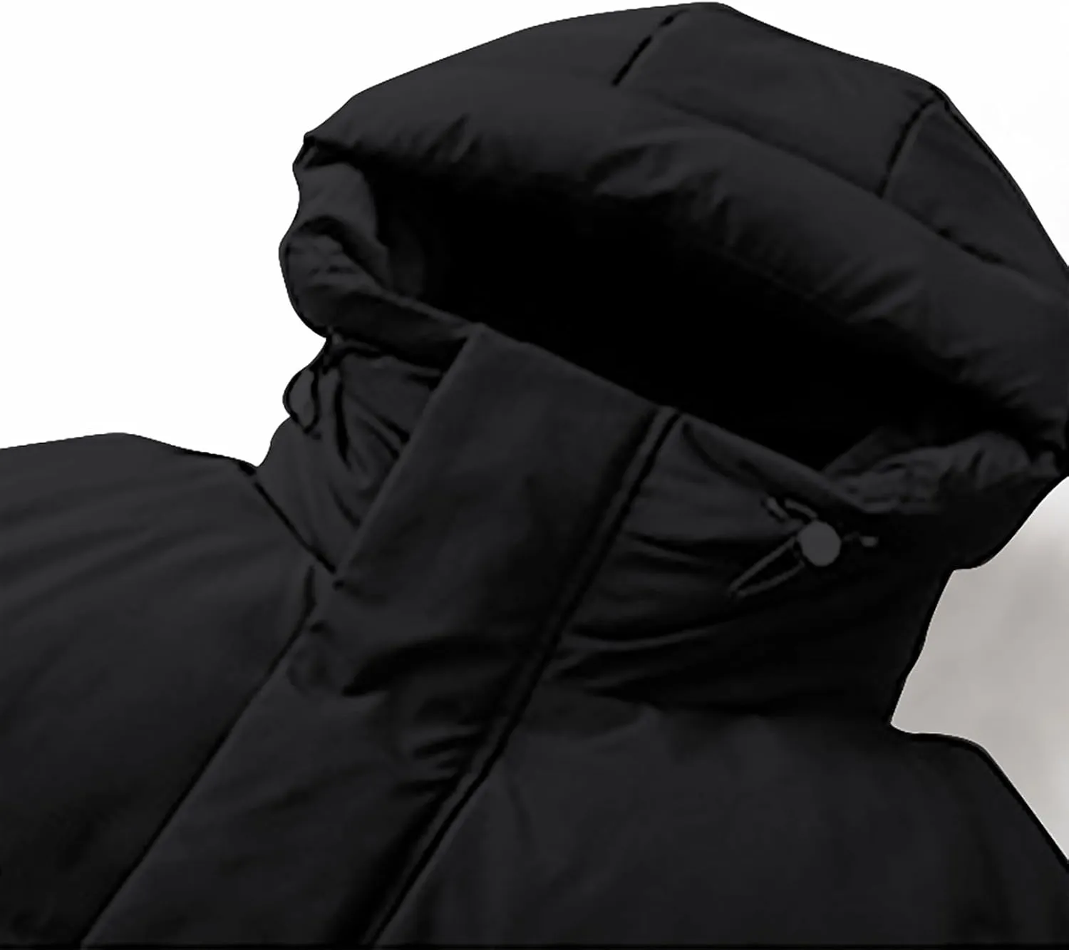 Mens Long Winter Puffer Jacket Hood Full Zip down Parka Jackets Casual Lightweight Windproof Warm Outdoor Padded Coat