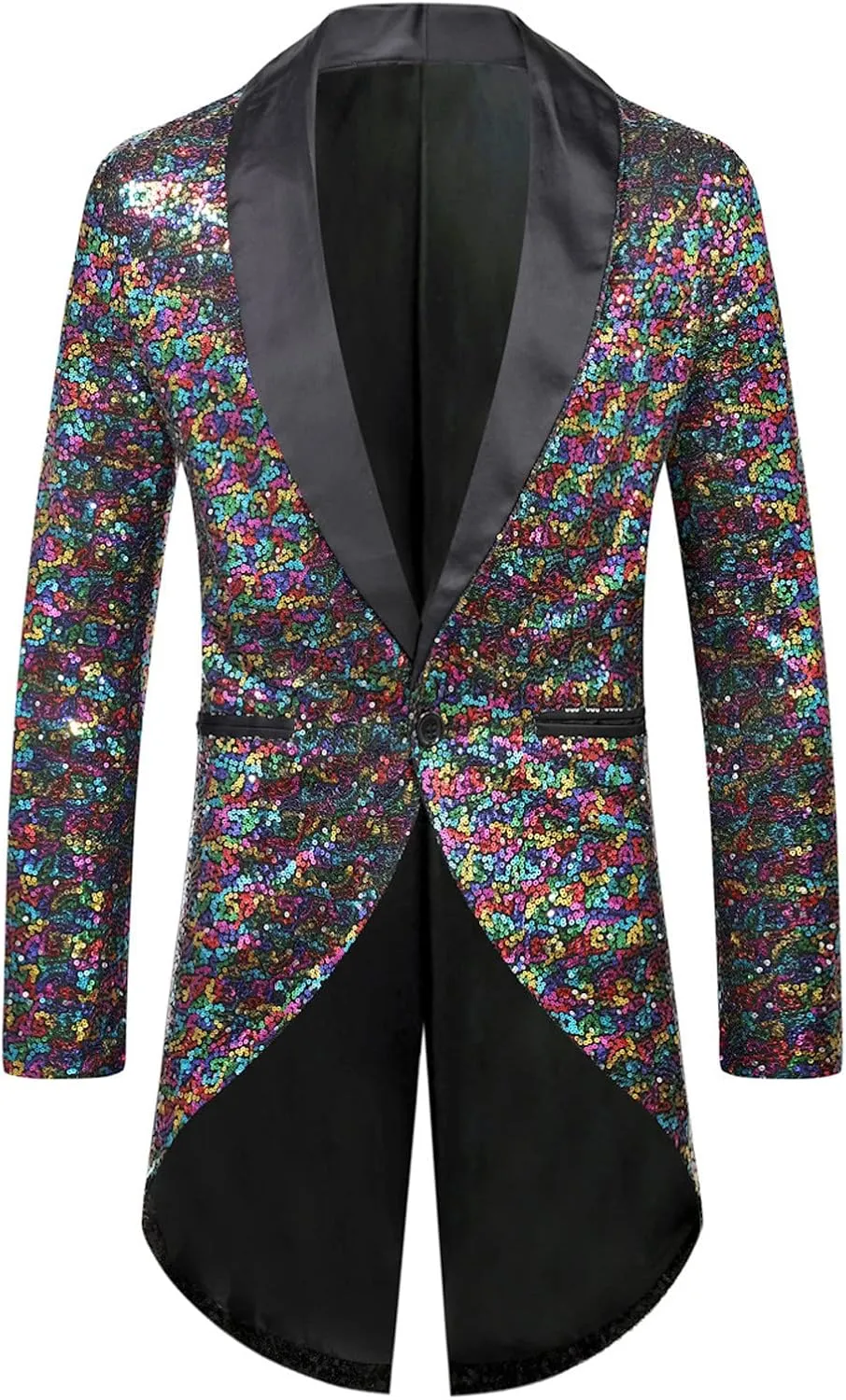 Mens Sequin Tuxedo Jacket Tails Slim Fit Tailcoat Dress Coat Swallowtail Dinner Wedding Party Blazer Suit Jackets