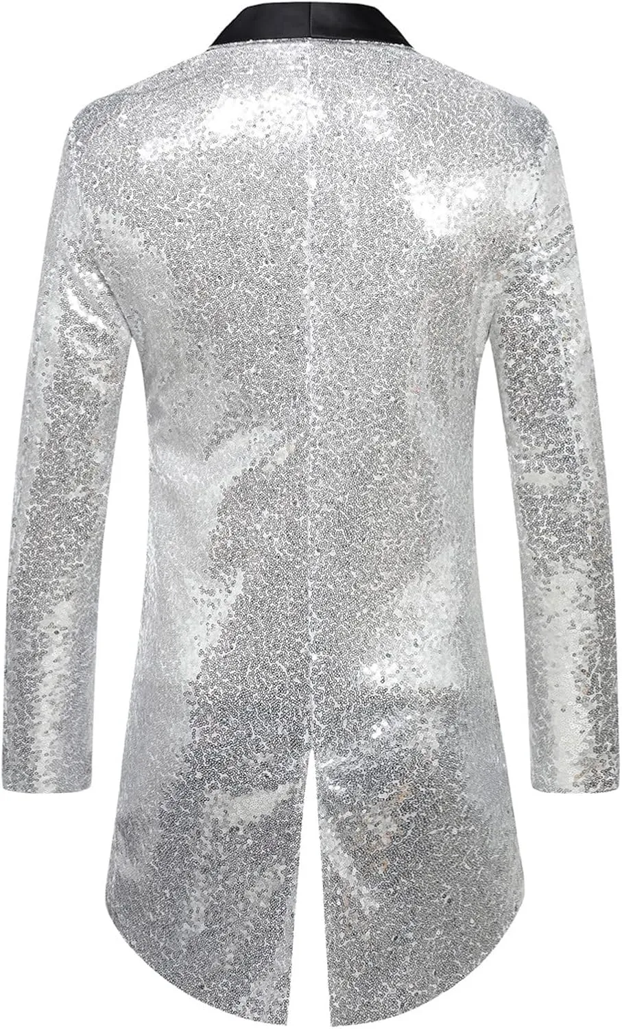 Mens Sequin Tuxedo Jacket Tails Slim Fit Tailcoat Dress Coat Swallowtail Dinner Wedding Party Blazer Suit Jackets