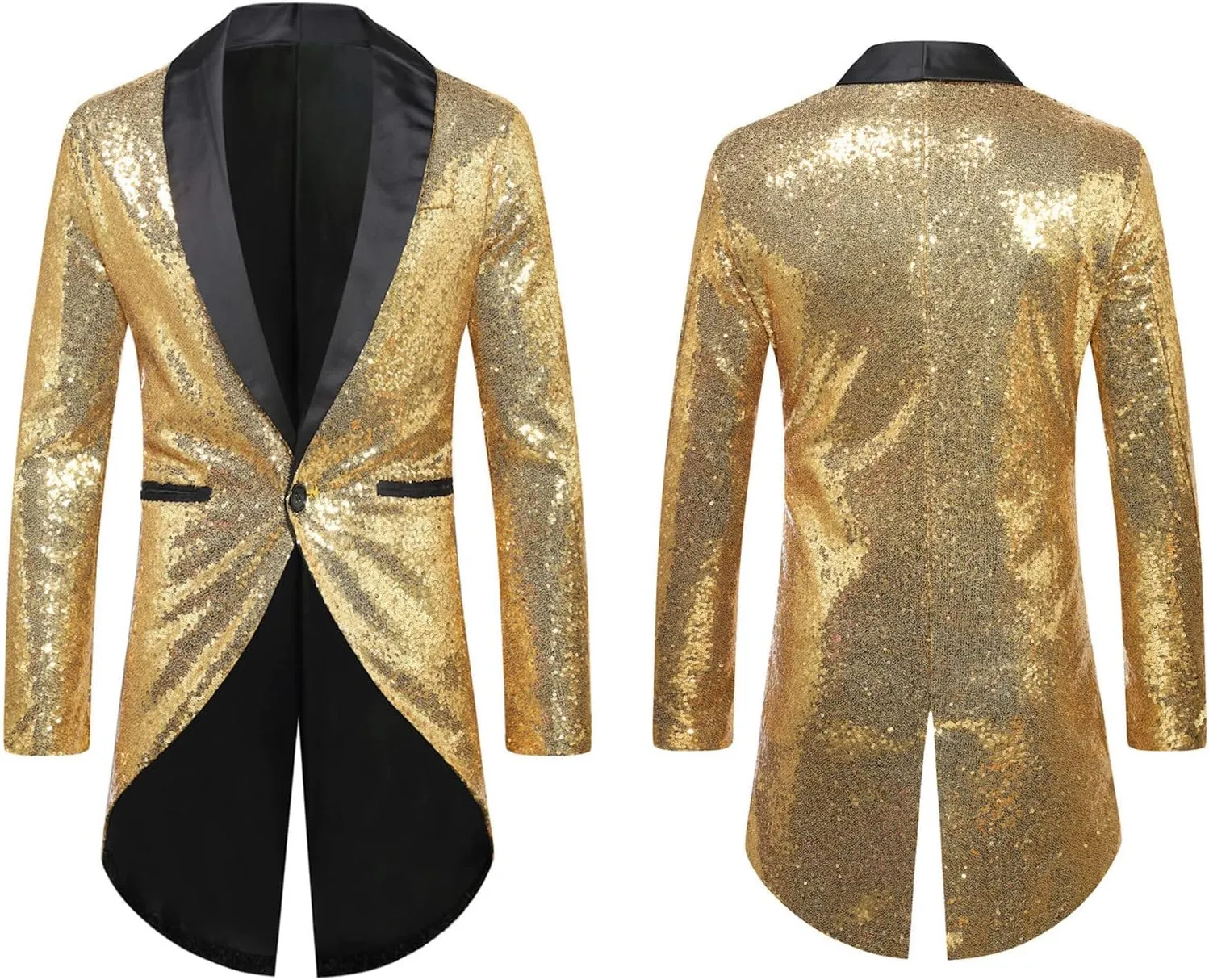 Mens Sequin Tuxedo Jacket Tails Slim Fit Tailcoat Dress Coat Swallowtail Dinner Wedding Party Blazer Suit Jackets