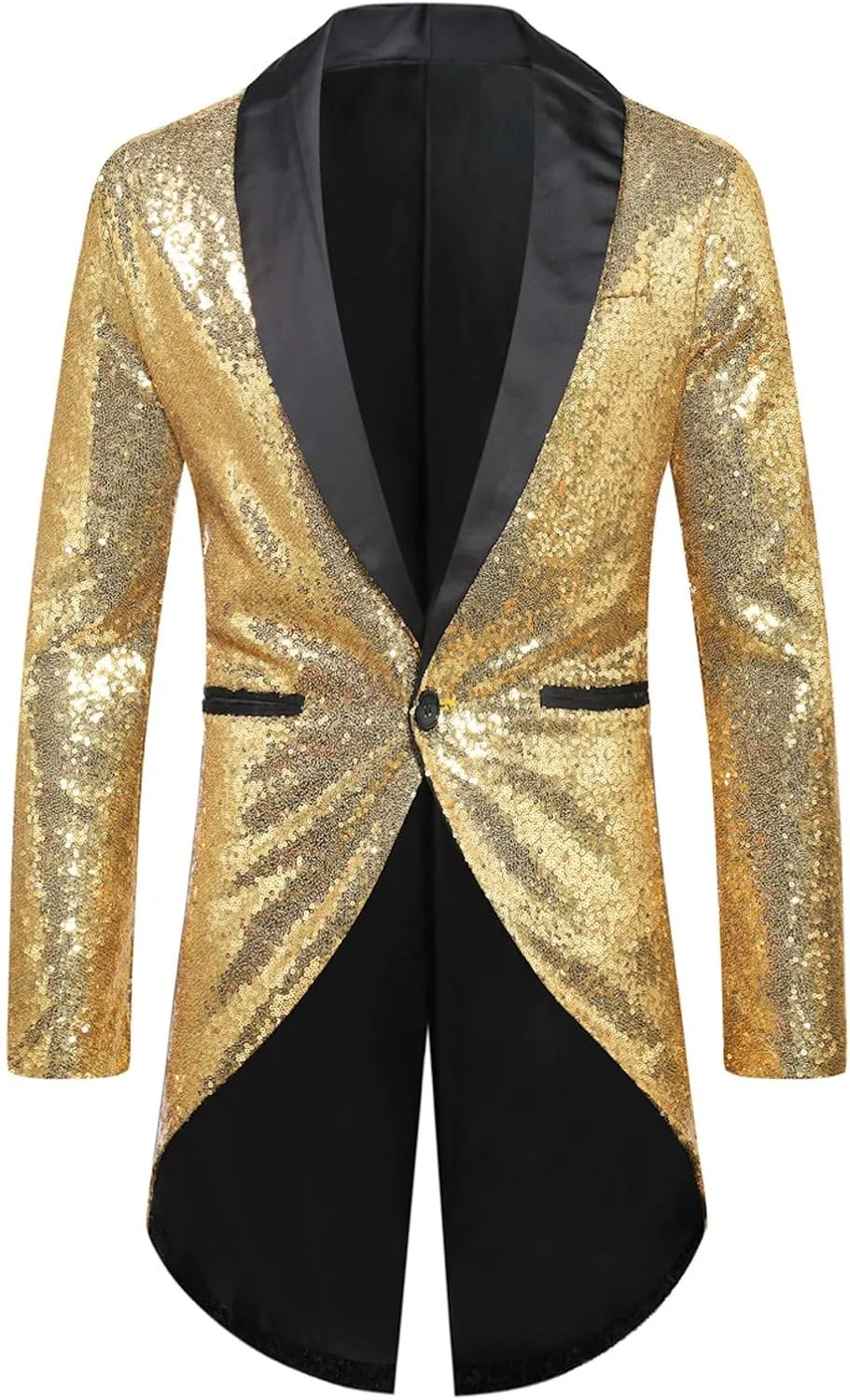 Mens Sequin Tuxedo Jacket Tails Slim Fit Tailcoat Dress Coat Swallowtail Dinner Wedding Party Blazer Suit Jackets