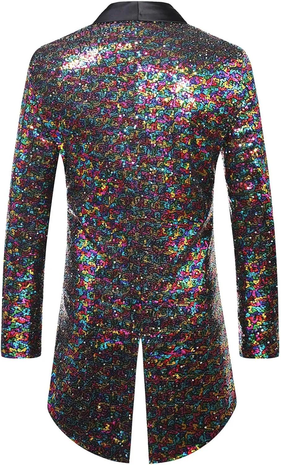 Mens Sequin Tuxedo Jacket Tails Slim Fit Tailcoat Dress Coat Swallowtail Dinner Wedding Party Blazer Suit Jackets