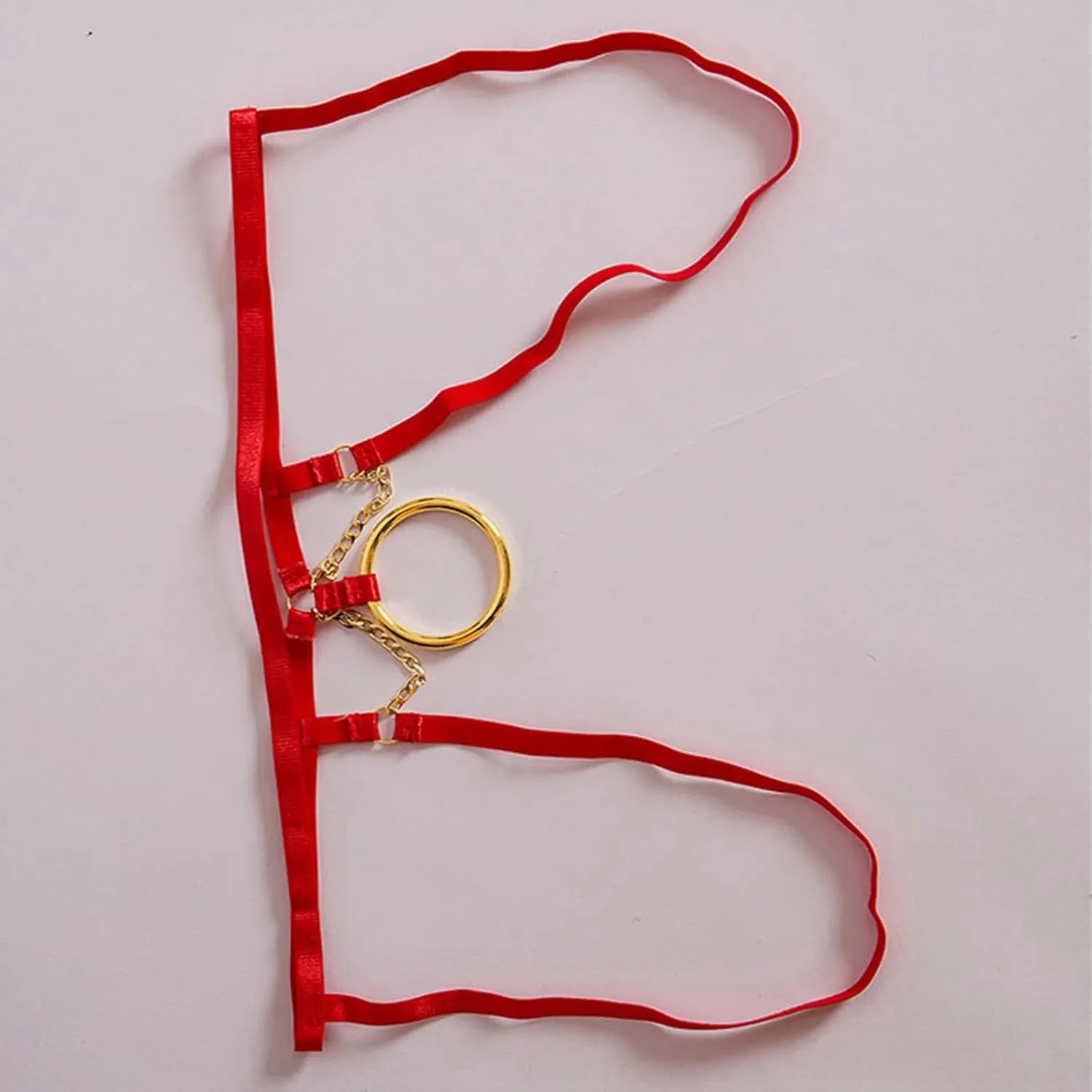 Men's Sexy Hollow Underwear Thong with Chain Ring Design for Comfort and Style