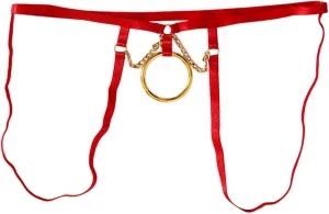 Men's Sexy Hollow Underwear Thong with Chain Ring Design for Comfort and Style