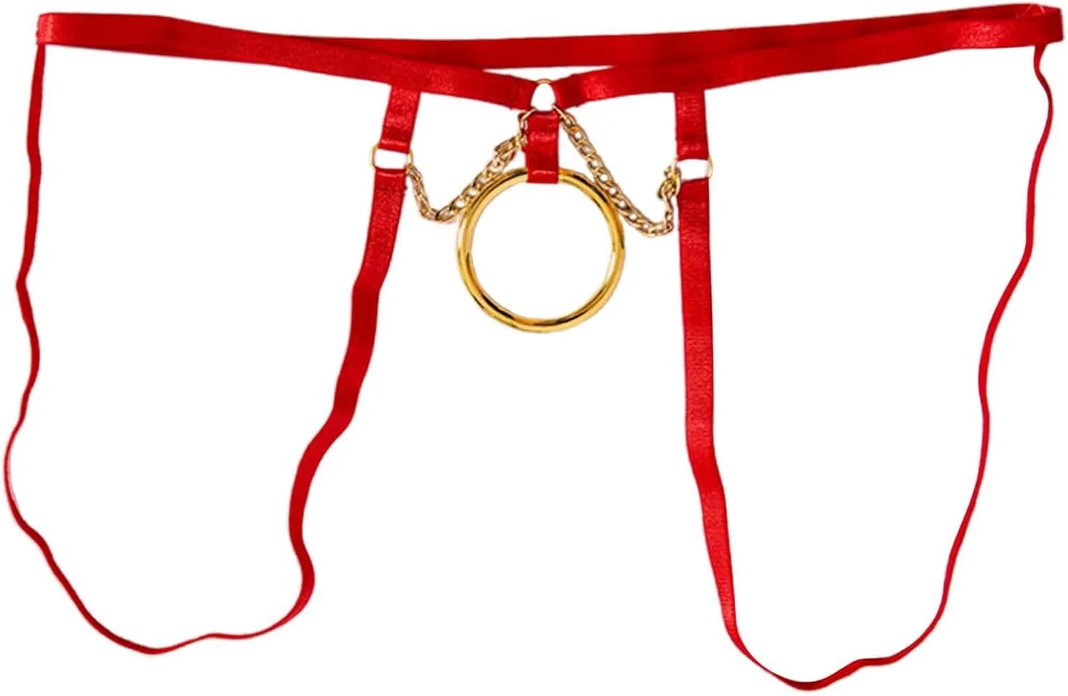 Men's Sexy Hollow Underwear Thong with Chain Ring Design for Comfort and Style