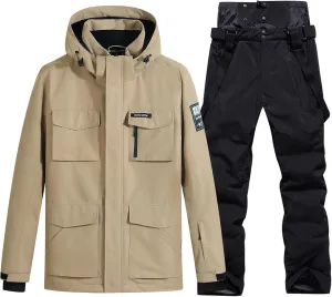 Men's Ski Jacket and Pants Set Waterproof Snowsuit Windproof Snow Suit Winter Outdoor Ski Suit