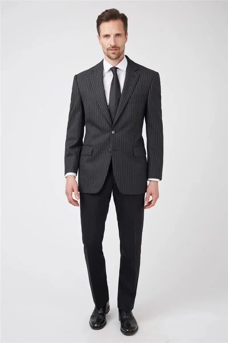 Mens Slim Fit Stripe Jacket Casual Suit Blazer Sport Coat Two-Button Lightweight Daily Pinstripes Jackets for Men