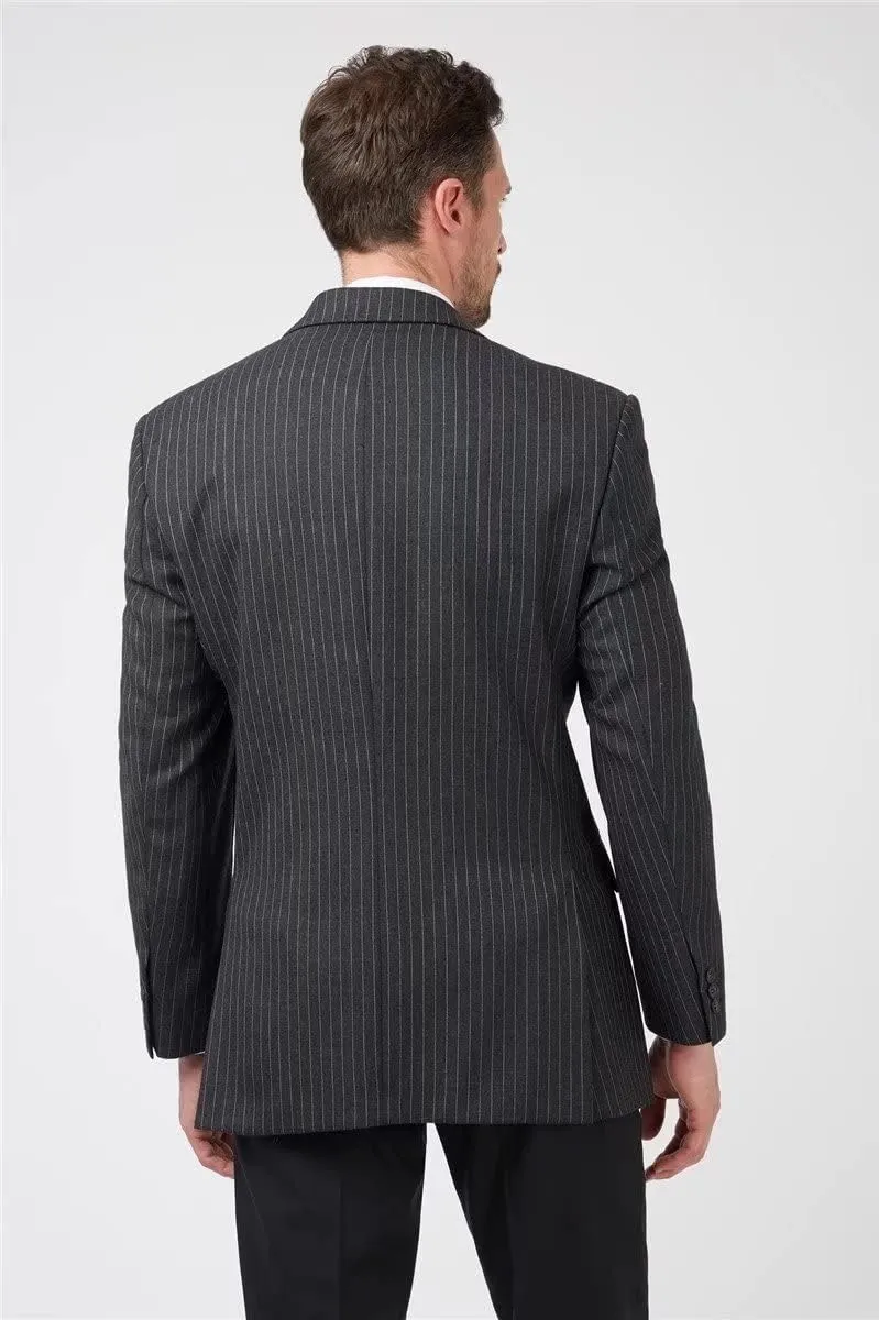 Mens Slim Fit Stripe Jacket Casual Suit Blazer Sport Coat Two-Button Lightweight Daily Pinstripes Jackets for Men