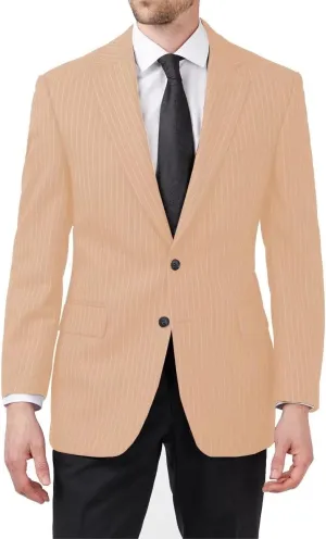 Mens Slim Fit Stripe Jacket Casual Suit Blazer Sport Coat Two-Button Lightweight Daily Pinstripes Jackets for Men