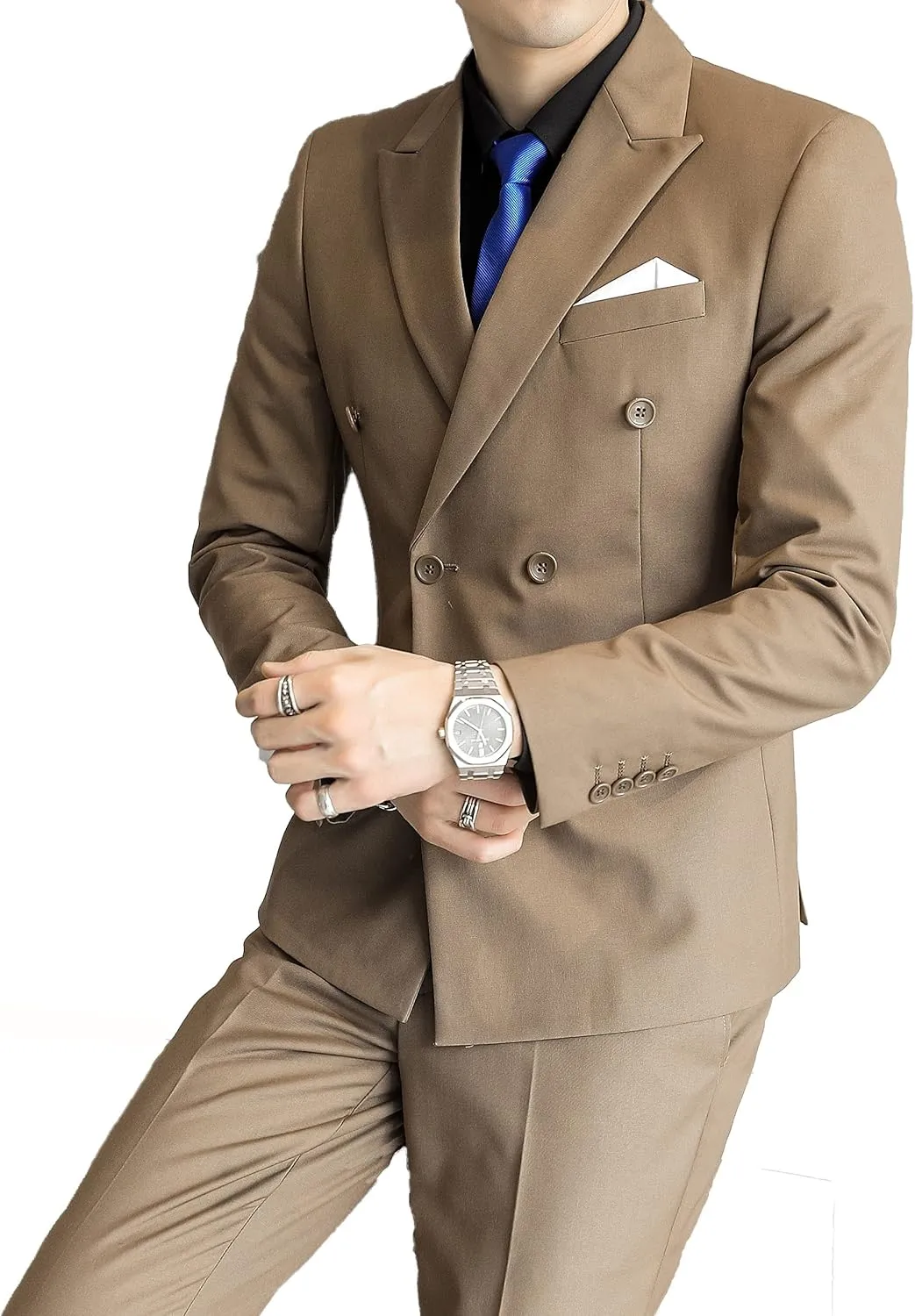 Mens Suit Jacket Double Breasted Blazer Men Slim Fit Casual Prom Wedding Daily Tux Suit Coats Blazer
