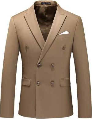Mens Suit Jacket Double Breasted Blazer Men Slim Fit Casual Prom Wedding Daily Tux Suit Coats Blazer