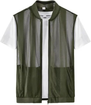 Men's Summer Vest Casual Lightweight Breathable Mesh Cycling Travel Zip Vest